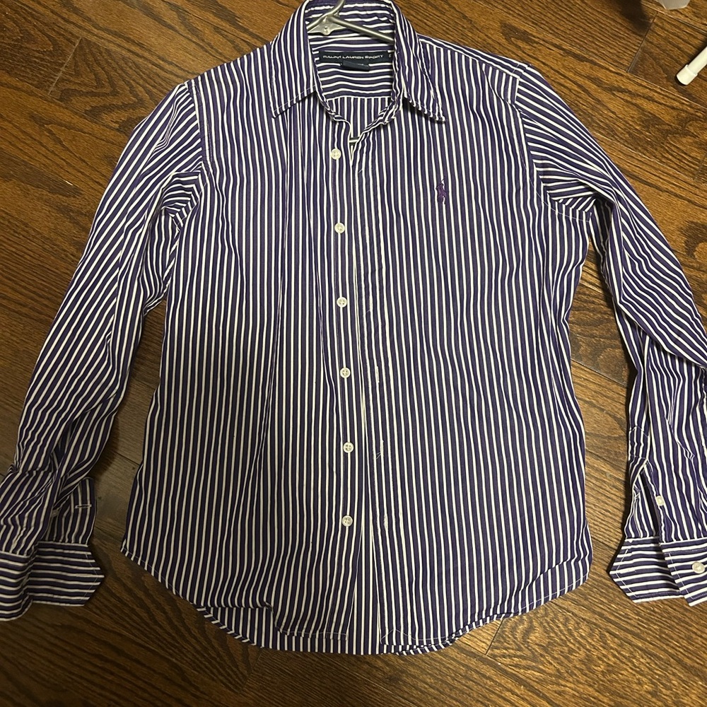 Ralph Lauren purple and White Striped Button-Down Shirt